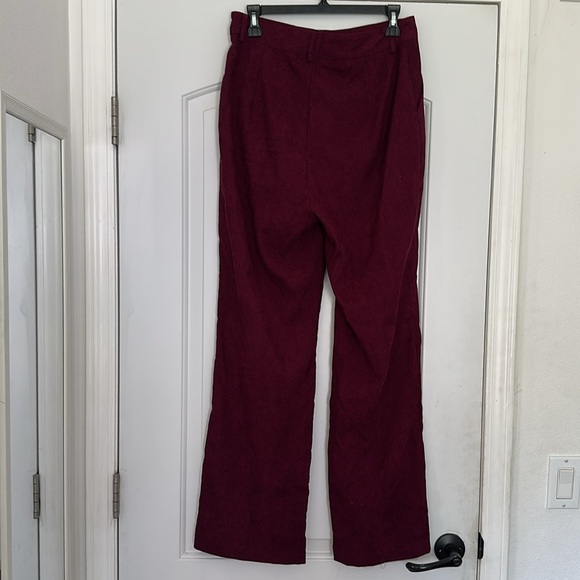 NWT Nasty Gal Corduroy Wide Leg Trouser Rust Burgundy Sz L - Picture 9 of 10